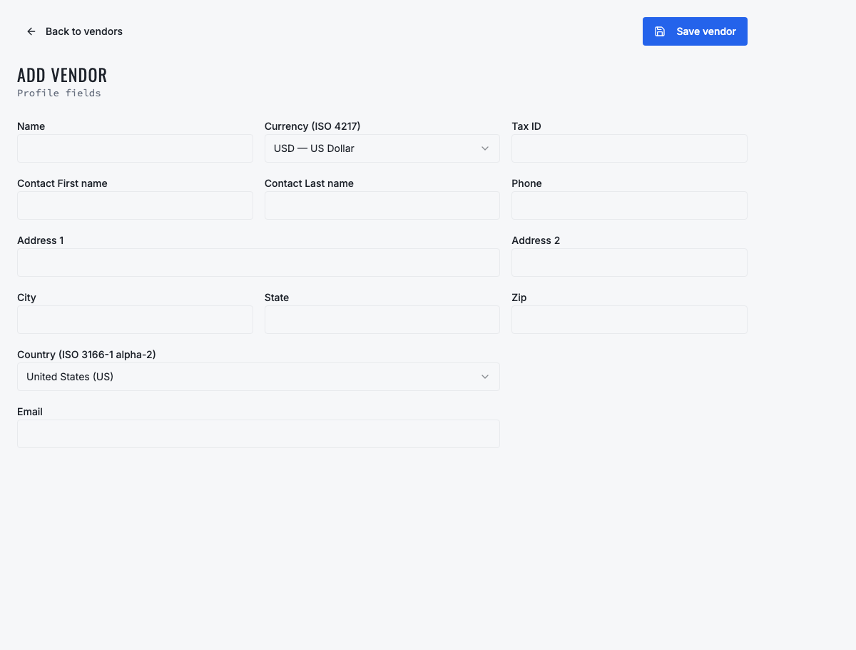 VMOTEK new vendor form
