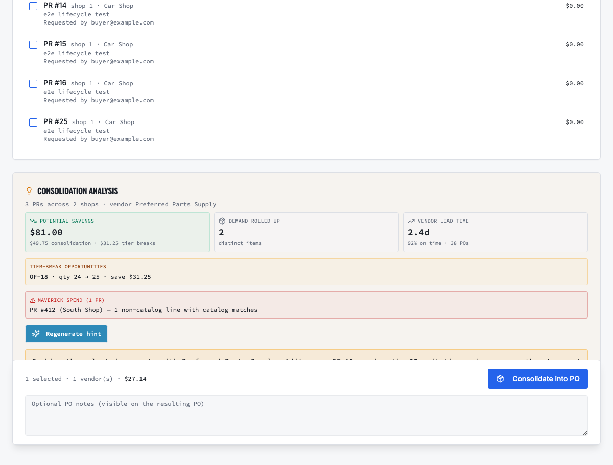 VMOTEK consolidated procurement analysis