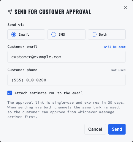VMOTEK estimate approval delivery